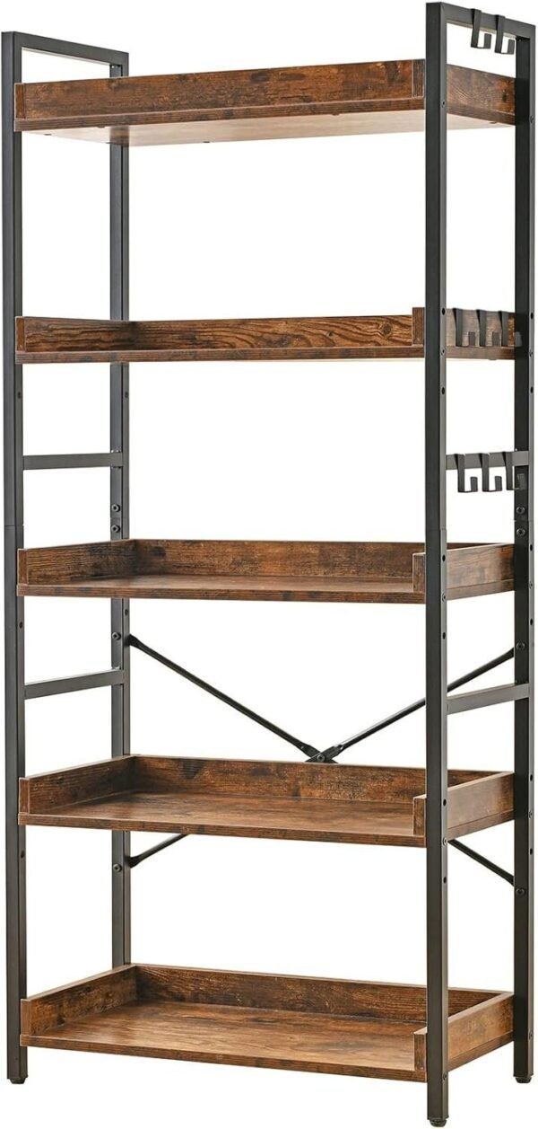 Adjustable 5-Tier Open Bookcase